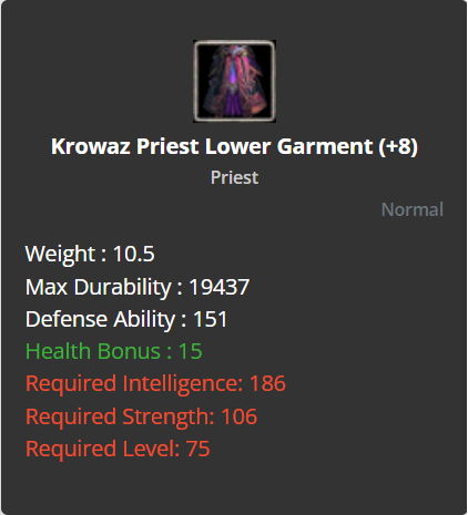 Krowaz Priest Lower Garment +8