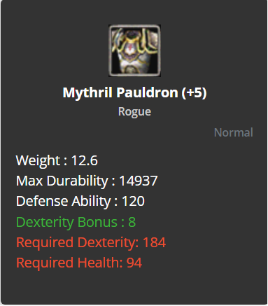Mythril Pauldron +5