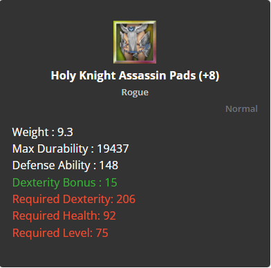 Holy Knight Assassin Pads +8