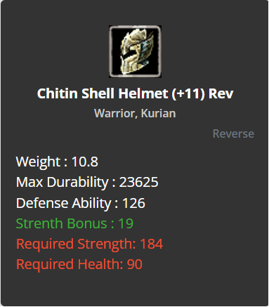Chitin Shell Helmet +11 (Reverse)