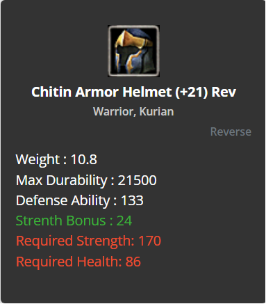 Chitin Armor Helmet +21 (Reverse)
