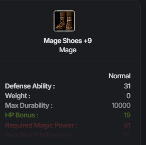 Mage Shoes (HP) +9