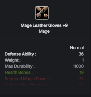Mage Leather Gloves (HP) +9
